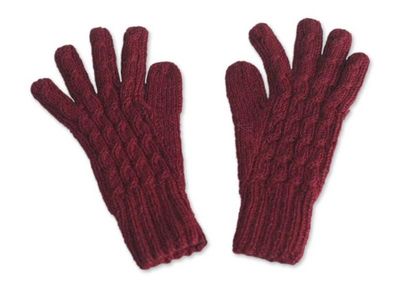 Alternate image for 100 alpaca gloves Lush Rose