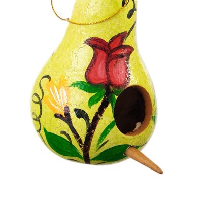 Alternate image for Set of Two Floral White and Yellow Dried Gourd Ornaments Sunshine Homes