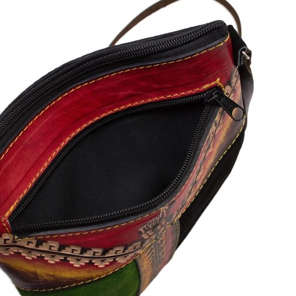 Alternate image for Llama-Themed Multicolored Leather Sling from Peru Cusco Traveler