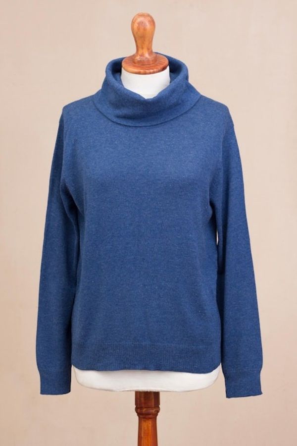 Alternate image for Knit Cotton Blend Pullover in Solid Royal Blue from Peru Royal Blue Versatility