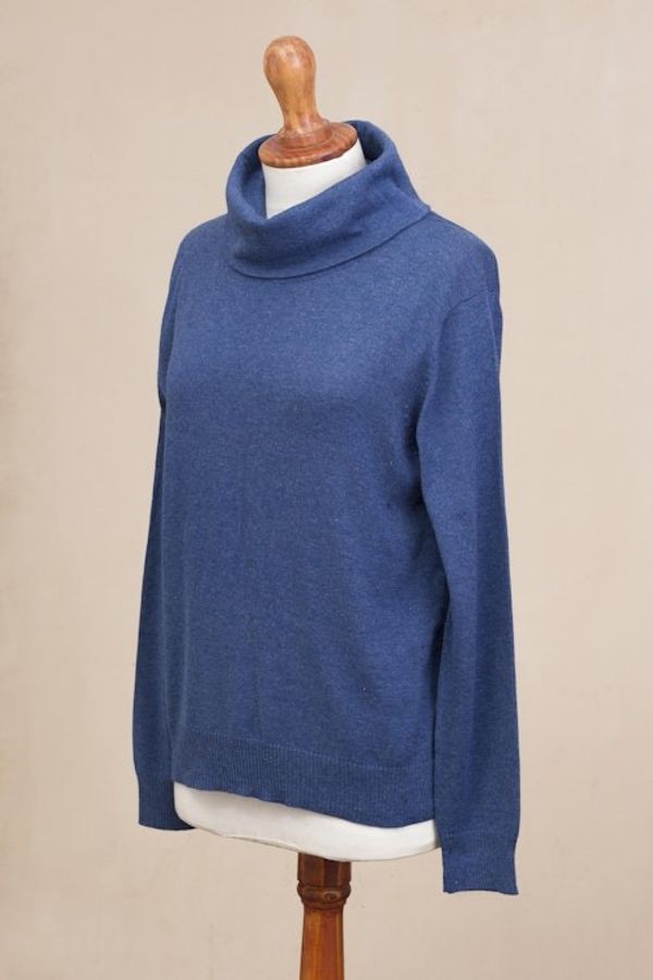 Alternate image for Knit Cotton Blend Pullover in Solid Royal Blue from Peru Royal Blue Versatility