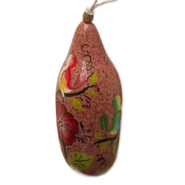 Alternate image for Hand Painted Gourd Birdhouse from Peru Blossoms on Blush
