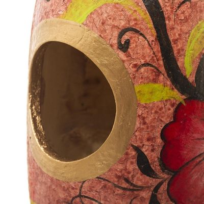 Alternate image for Hand Painted Gourd Birdhouse from Peru Blossoms on Blush