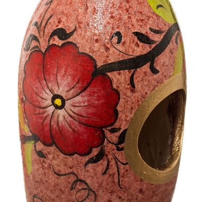Alternate image for Hand Painted Gourd Birdhouse from Peru Blossoms on Blush