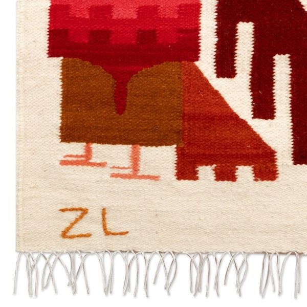 Alternate image for Wool Blend Tapestry of Andean Owls Hand-Woven in Peru Andean Owls