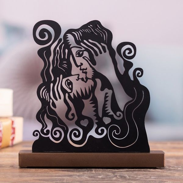 Alternate image for Romantic Black and Brown Wood Sculpture Handcrafted in Peru Adore Me