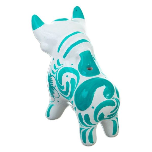 Alternate image for Traditional Turquoise Ceramic Bull Sculpture from Pucara Pucaras Turquoise Protector