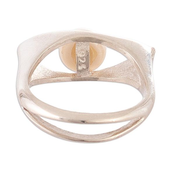 Alternate image for Handmade Sterling Silver Single Stone Ring with White Pearl Pearly Offering