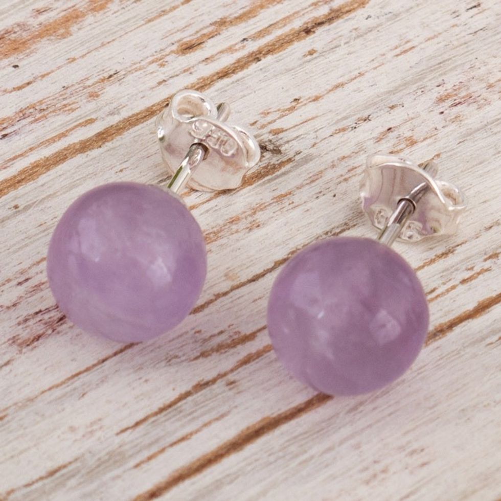 Sterling Silver Stud Earrings with Amethyst Stone from Peru 'Sophisticated'