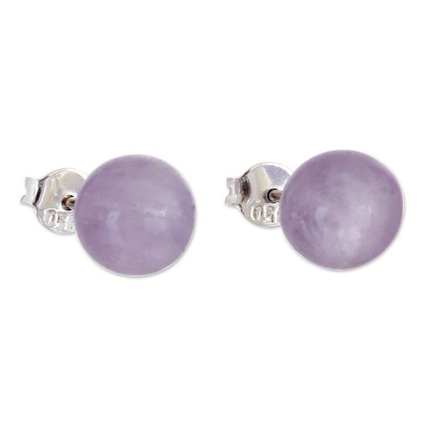 Alternate image for Sterling Silver Stud Earrings with Amethyst Stone from Peru Sophisticated