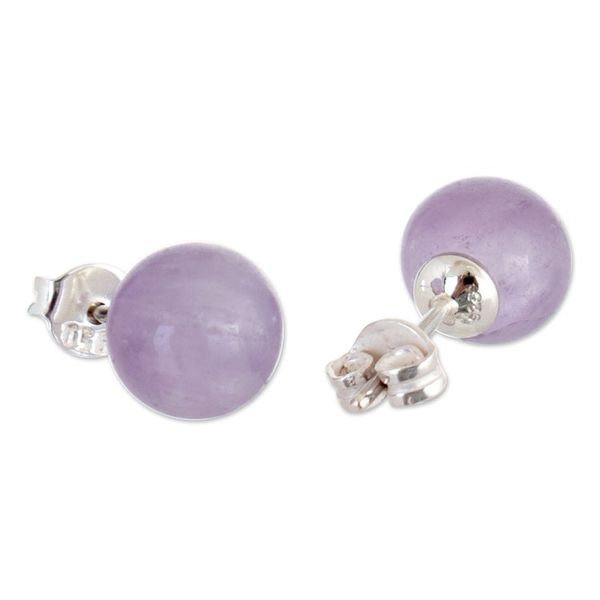 Alternate image for Sterling Silver Stud Earrings with Amethyst Stone from Peru Sophisticated