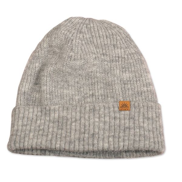 Alternate image for Alpaca and Wool Blend Knit Beanie Hat in Fog Grey Fog Grey Age