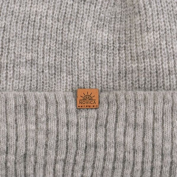 Alternate image for Alpaca and Wool Blend Knit Beanie Hat in Fog Grey Fog Grey Age
