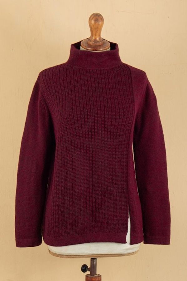 Alternate image for Soft Striped Burgundy Alpaca Blend Pullover Sweater Burgundy Today
