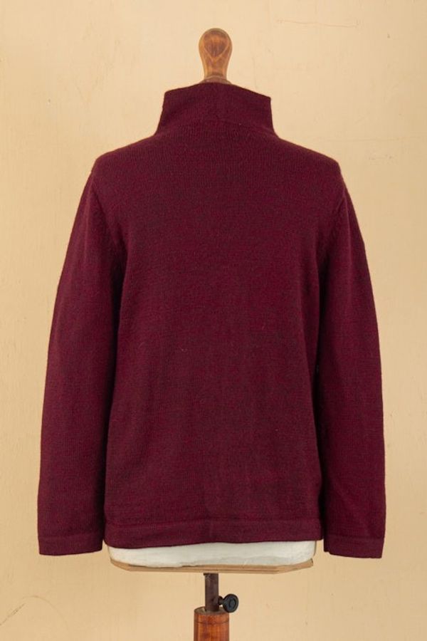 Alternate image for Soft Striped Burgundy Alpaca Blend Pullover Sweater Burgundy Today