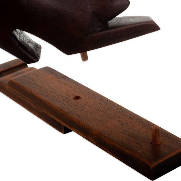 Alternate image for Cat and Mouse Cedar Wood Phone Holder in Dark Brown Hue Helping Buddies