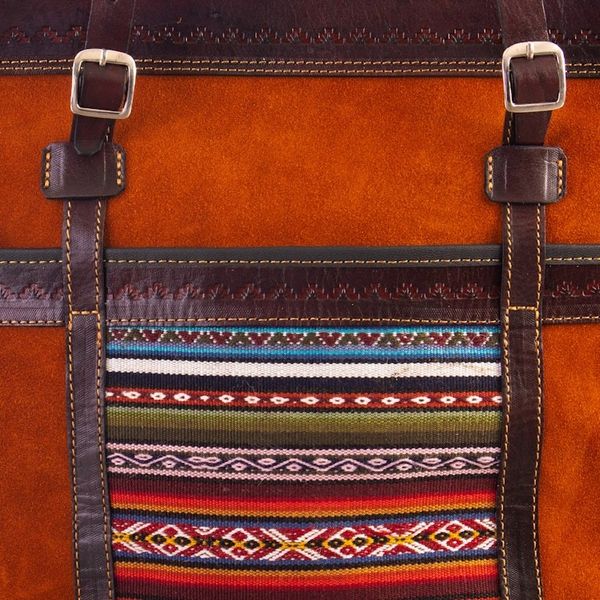 Alternate image for Leather-Accented Suede Shoulder Bag with Andean Textile Zanzibar