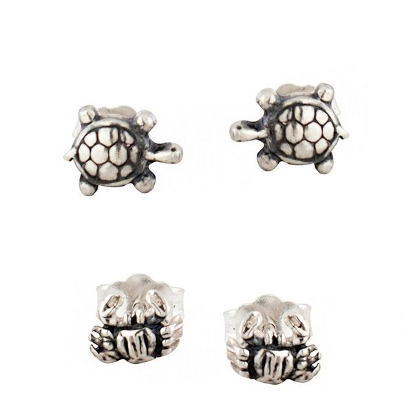 Alternate image for Set of 2 Sea Life Sterling Silver Turtle and Crab Earrings Marine Glory