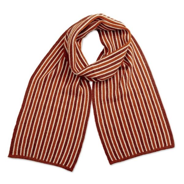 Alternate image for Soft Striped 100 Alpaca Scarf in Sunrise and Copper Hues Autumn Paths