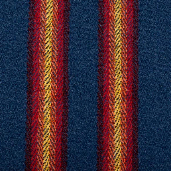 Alternate image for Striped Fringed Hand-Woven 100 Alpaca Scarf in Blue and Red Andean Elegance