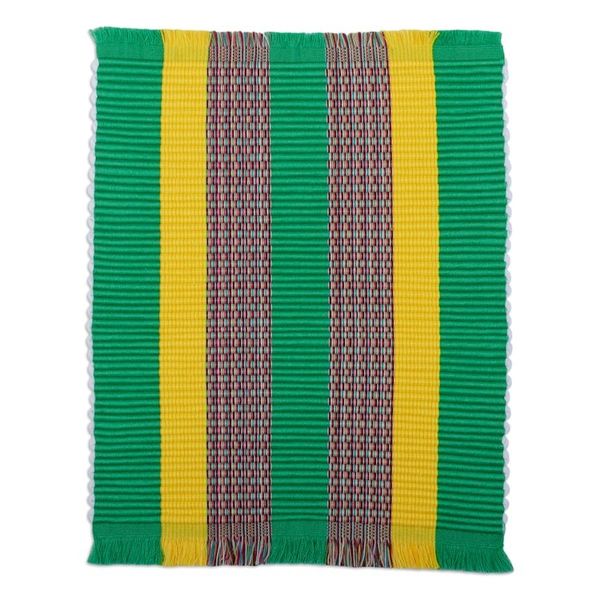 Alternate image for Set of 4 Handwoven Striped Viridian Cotton Blend Placemats Viridian Gathering