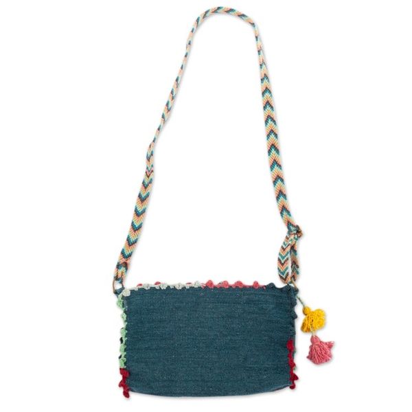 Alternate image for Handloomed Floral Iris Alpaca Sling with Zipper Closure Ayacucho Blossoming
