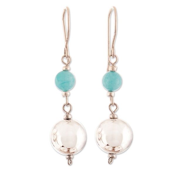 Alternate image for High-Polished Sterling Silver and Amazonite Dangle Earrings Lucky Moonlight