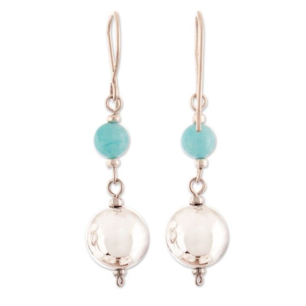 Alternate image for High-Polished Sterling Silver and Amazonite Dangle Earrings Lucky Moonlight
