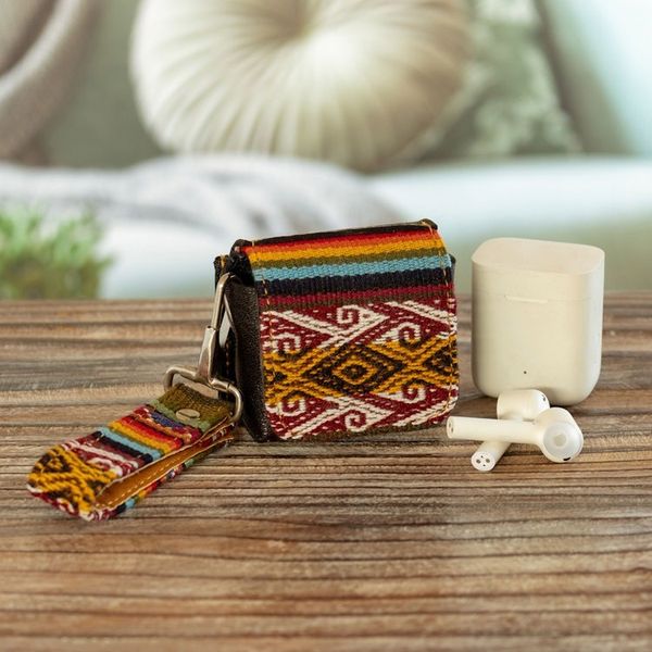 Alternate image for Artisan Crafted Leather Earbud Headphone Holder from Peru Incan Audio