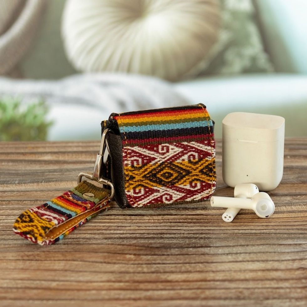 Artisan Crafted Leather Earbud Headphone Holder from Peru 'Incan Audio'