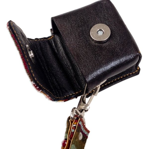 Alternate image for Artisan Crafted Leather Earbud Headphone Holder from Peru Incan Audio