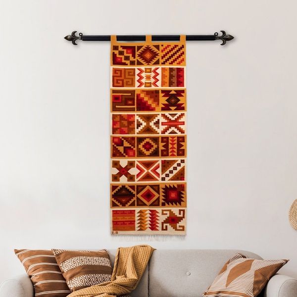 Alternate image for Inca-Inspired Loomed Geometric Wool Tapestry from Peru Calendar of the Inca II