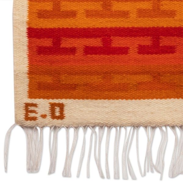 Alternate image for Inca-Inspired Loomed Geometric Wool Tapestry from Peru Calendar of the Inca II