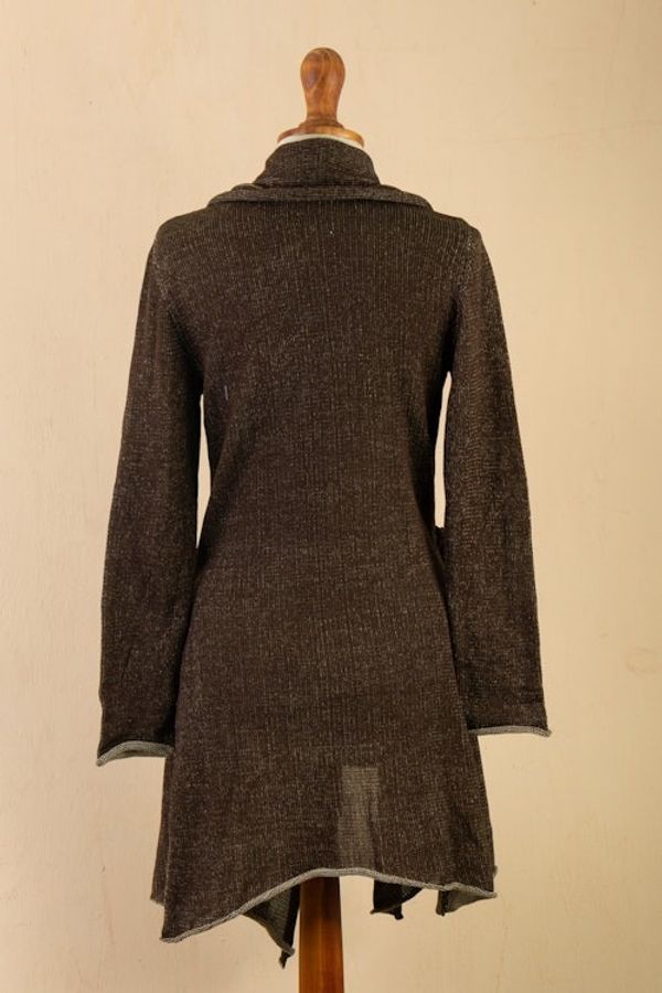 Alternate image for Espresso and Beige Pima Cotton Long Cardigan from Peru Espresso Lady