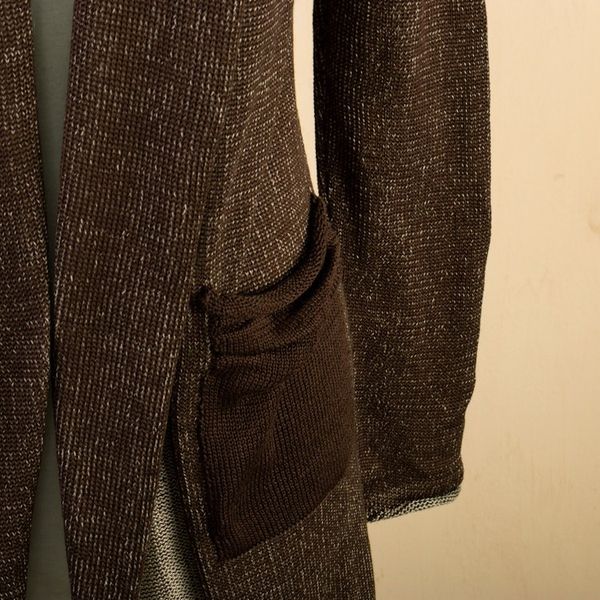Alternate image for Espresso and Beige Pima Cotton Long Cardigan from Peru Espresso Lady
