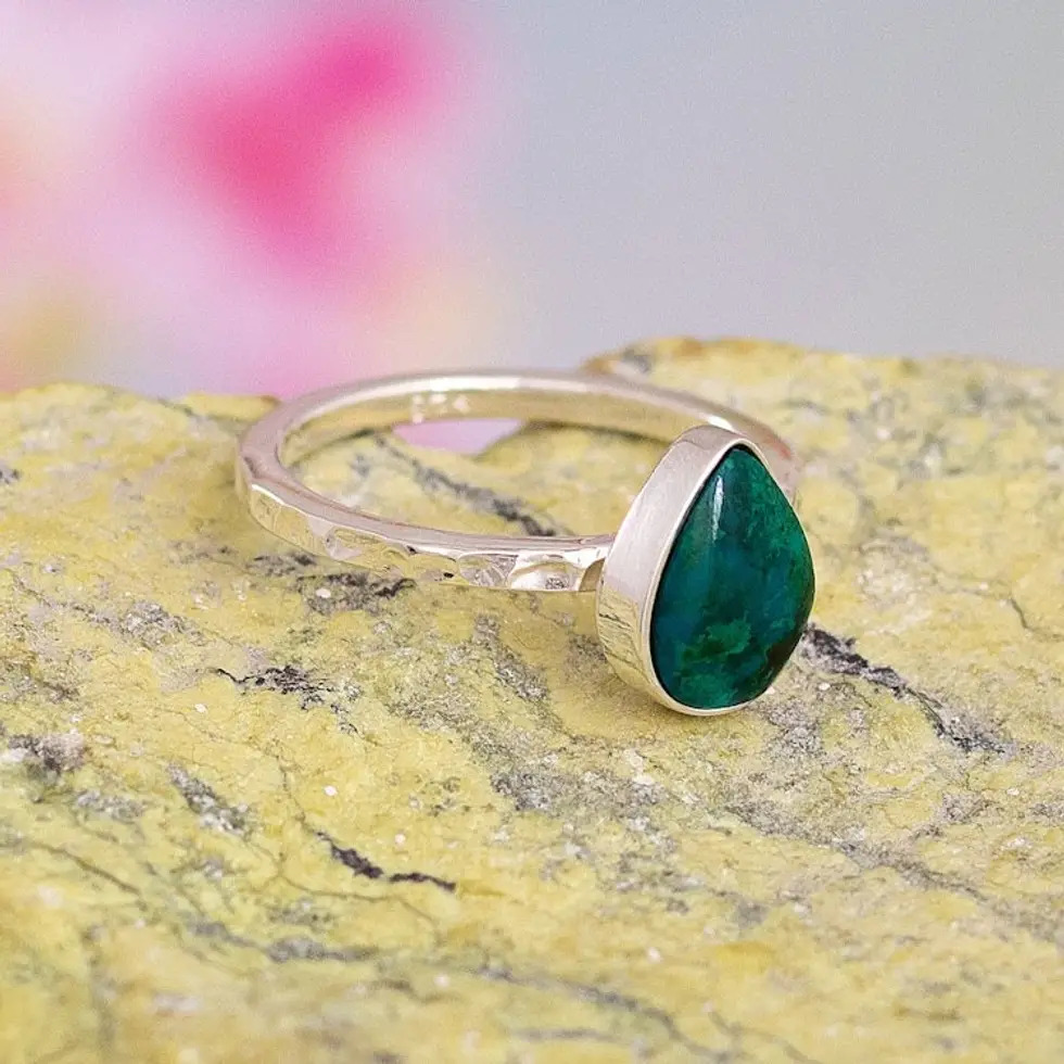 Natural Chrysocolla Ring 'Andes Dew'