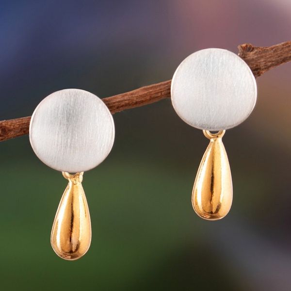Alternate image for 18k Gold-Accented Moon-Inspired Dangle Earrings from Peru Lunar Glint