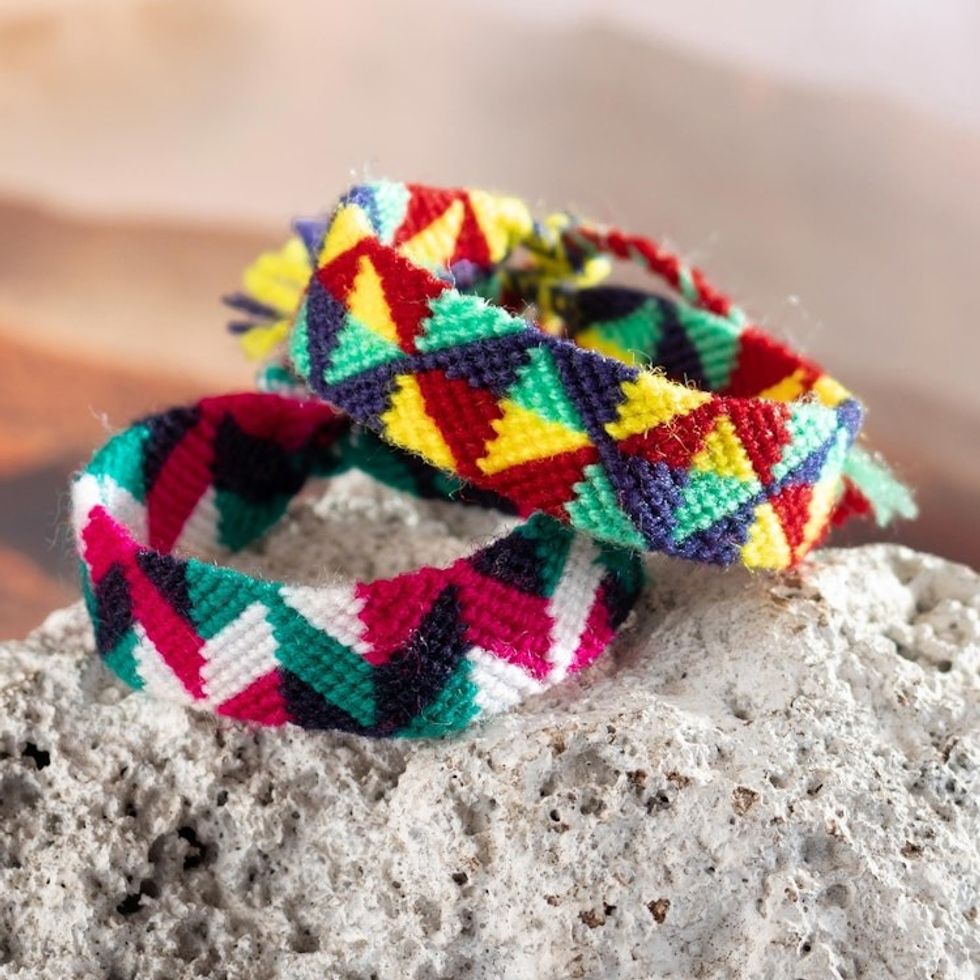 Pair of Macrame Wristband Bracelets Hand-woven in Peru 'Imperial City'