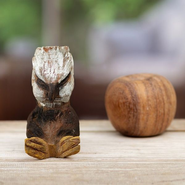 Alternate image for Hand-Carved Cedar Wood Sculpture of an Eagle from Peru Courageous Meditator