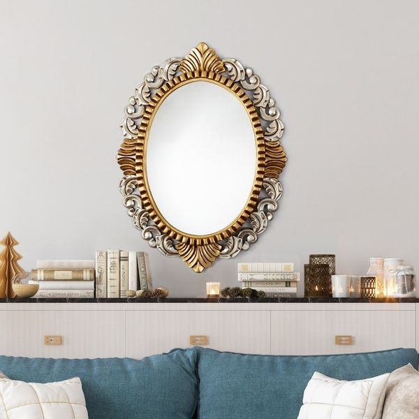 Alternate image for Wood Wall Mirror with Polished Bronze and Aluminum Accents Fantasy Queen
