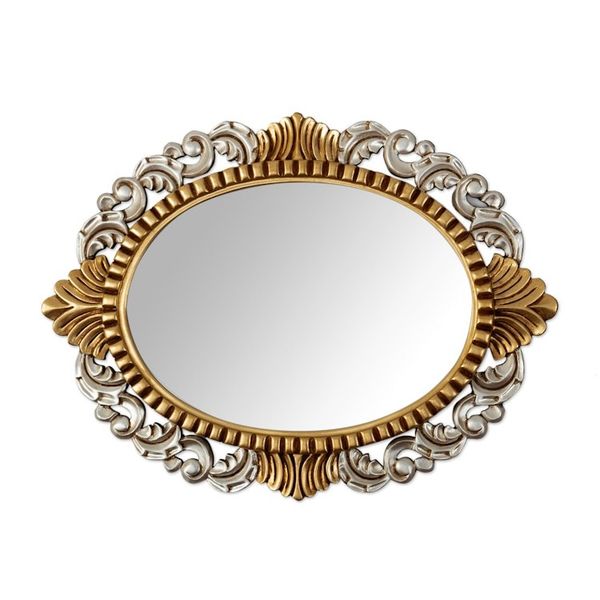 Alternate image for Wood Wall Mirror with Polished Bronze and Aluminum Accents Fantasy Queen