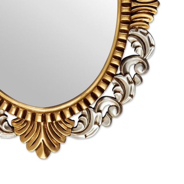 Alternate image for Wood Wall Mirror with Polished Bronze and Aluminum Accents Fantasy Queen