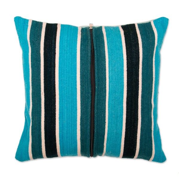 Alternate image for Andean Falcon-Themed Wool Cushion Cover Handwoven in Peru Andean Falcons