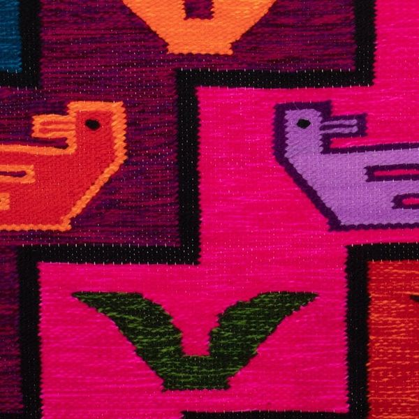 Alternate image for Fringed Bird-Themed Wool Tapestry Hand-Woven in Peru Childhood Dream