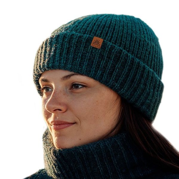 Alternate image for Alpaca and Wool Blend Knit Beanie Hat in Peacock Teal Peacock Age