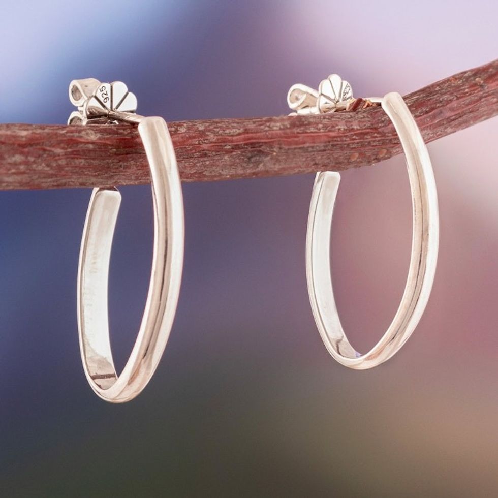 Classic Essential Sterling Silver Half-Hoop Earrings 'Chic Essentials'