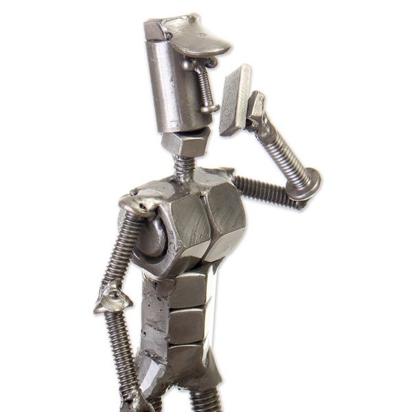 Alternate image for Eco-Friendly Recycled Metal Sculpture of Man and Dog Eco Walk