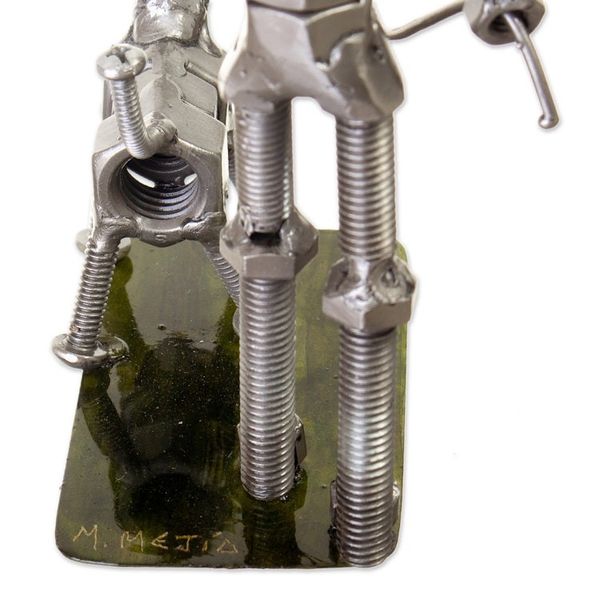 Alternate image for Eco-Friendly Recycled Metal Sculpture of Man and Dog Eco Walk