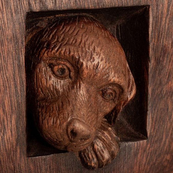 Alternate image for Puppy Dog-Themed Whimsical Hand-Carved Cedarwood Sculpture Playful Puppy