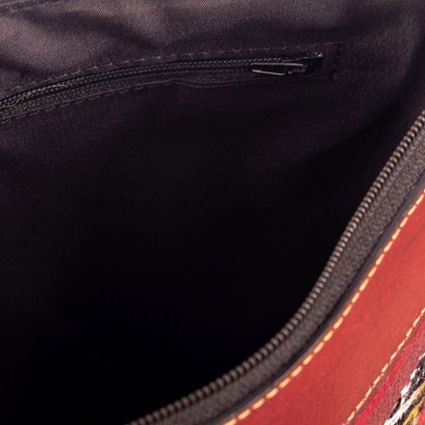 Alternate image for Red Leather Bucket Bag with Handwoven Alpaca Blend Accent Andean Allure